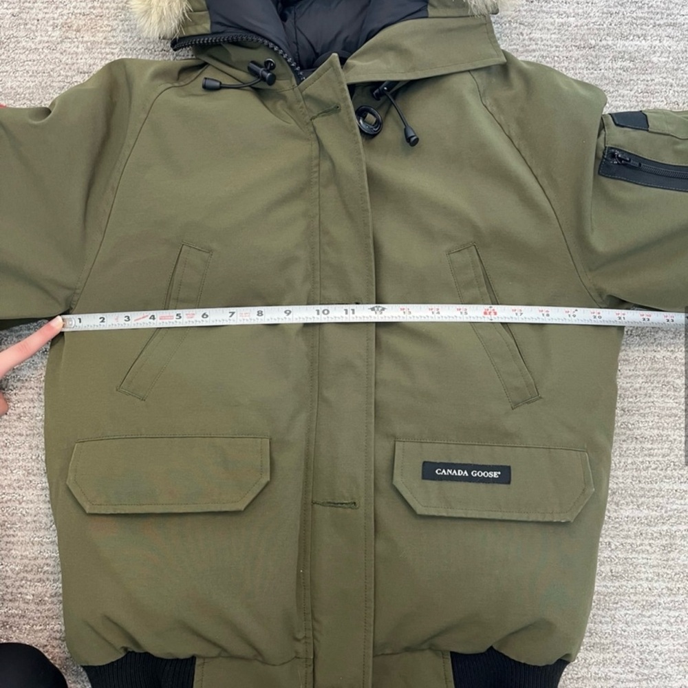 Canada Goose Olive Green Bomber Jacket with Fur Trim - Picture 5 of 7